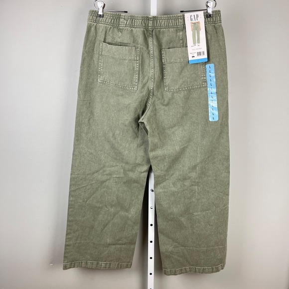 GAP Wide Leg Pull-On Pants Womens L Olive Green 100% Cotton New NWT - Picture 4 of 7